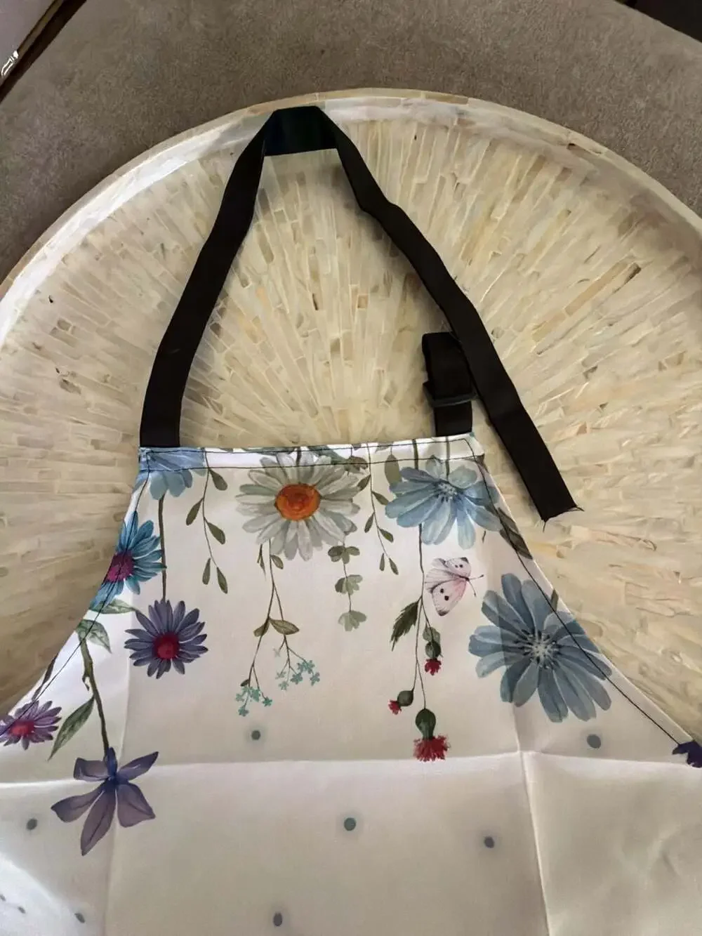 Watercolor Wildflower and Butterfly Botanical Print Kitchen Apron with Pockets